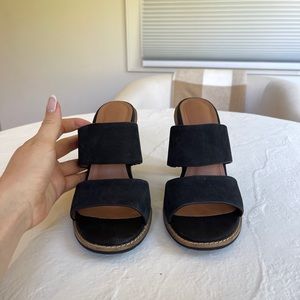 Chunky heel black suede heel